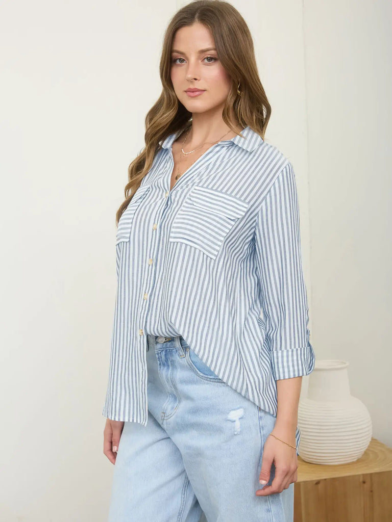 Stripe Collared Lightweight Shirt