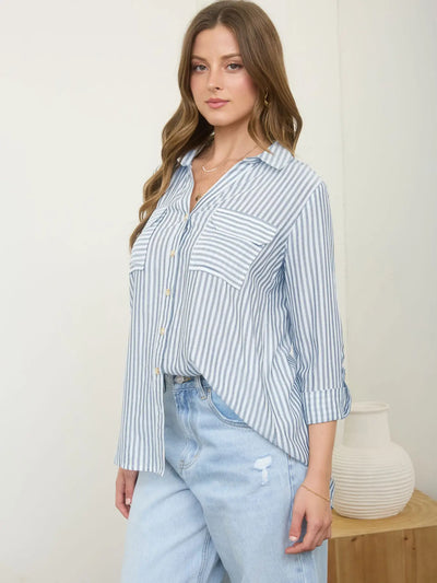 Stripe Collared Lightweight Shirt