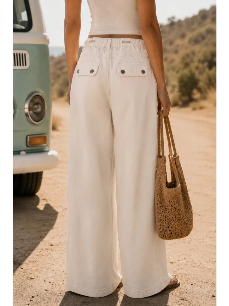 Relaxed Drawstring Wide Leg Pants