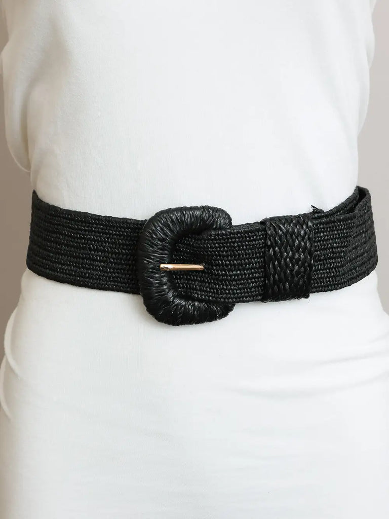 Raffia Stretch Belt Square