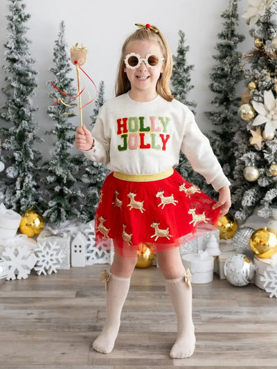 Holly Jolly Kids Patch Christmas Sweatshirt