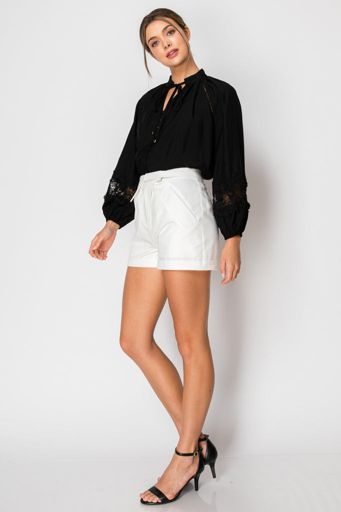 High Waist Flap Detail Short Pants