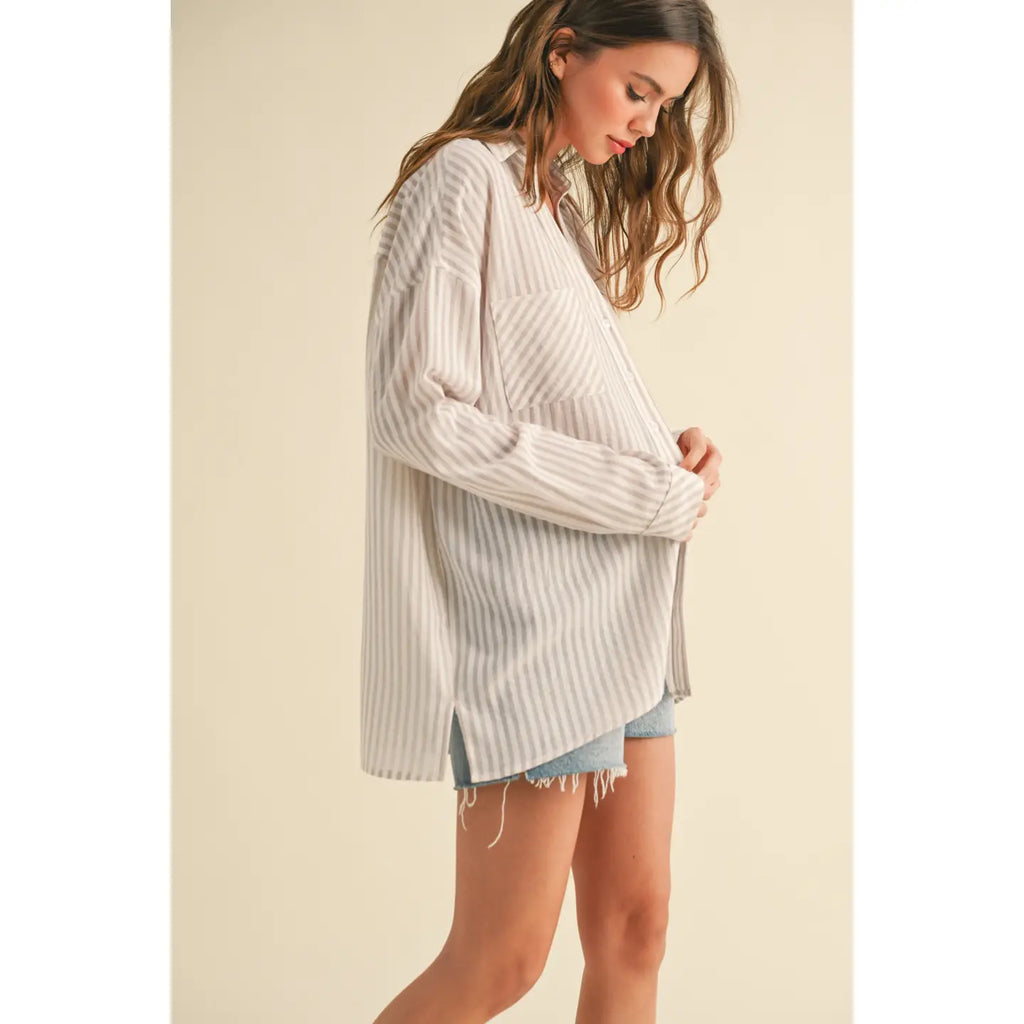 Zara Striped Pattern Button Down Shirts