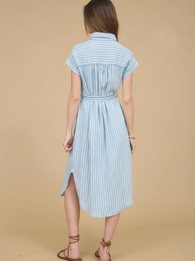 Chambray Collared Midi Dress