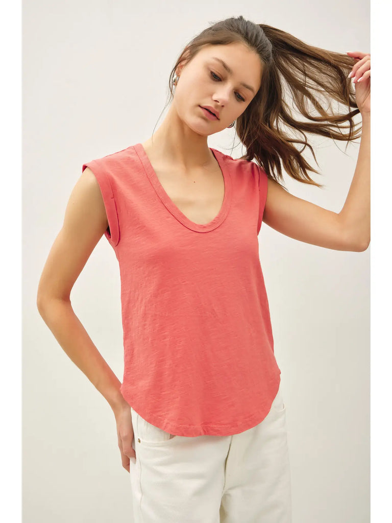 Cap Sleeve Garment Dyed Top