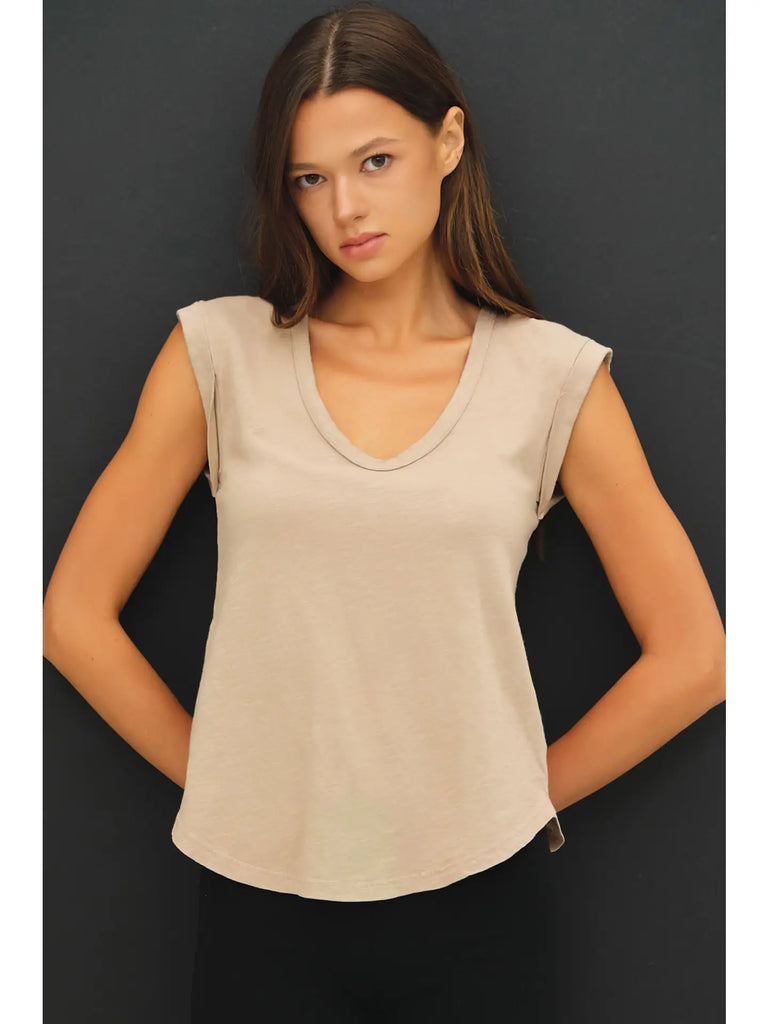 Cap Sleeve Garment Dyed Top
