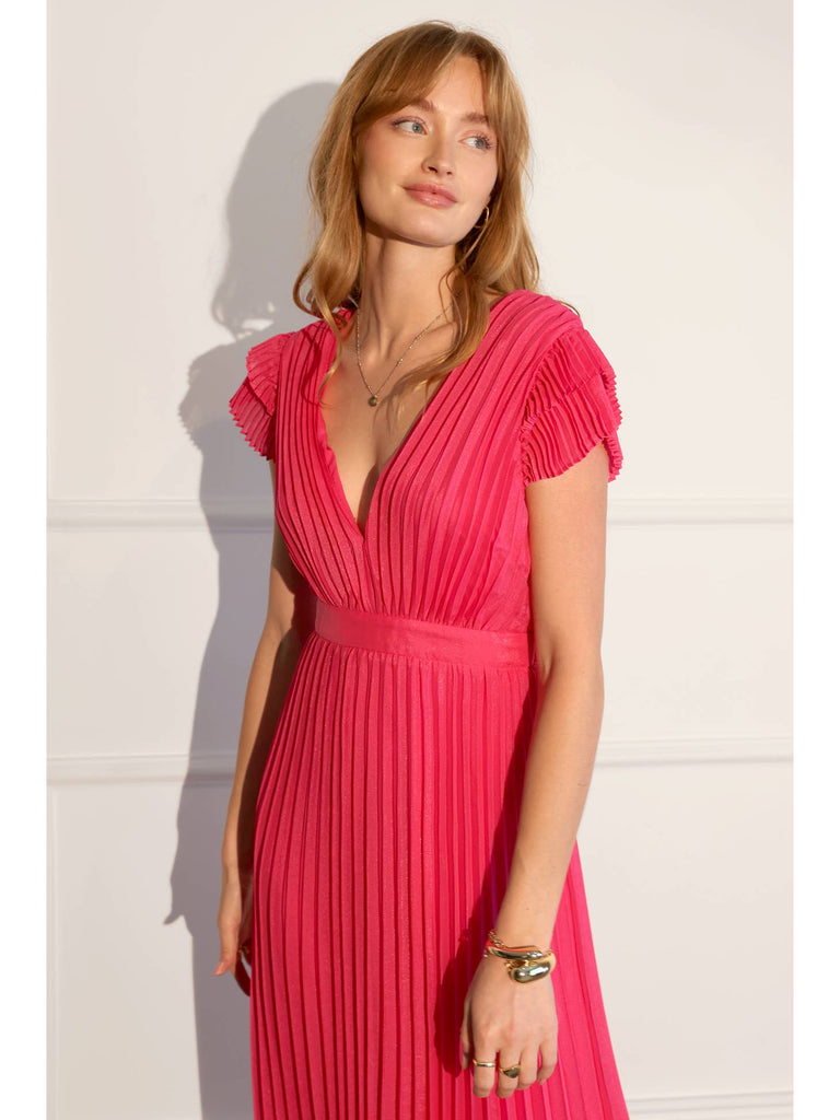 Daisy Pleated Tie Back Midi Dress