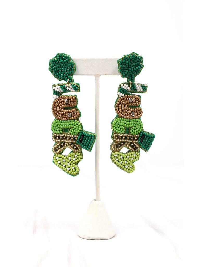 Lucky Beaded Drop Earring Green