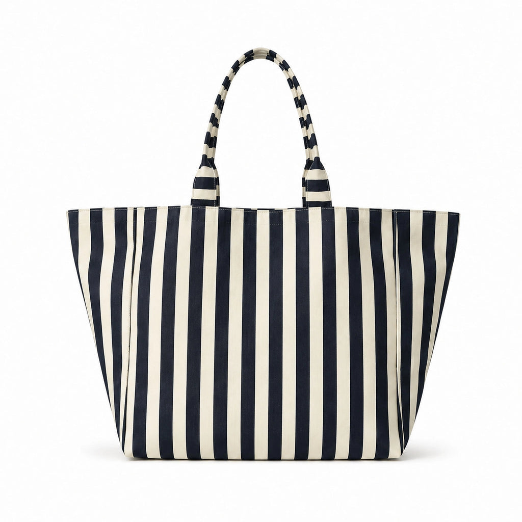 Two-Tone Striped Tote Bag