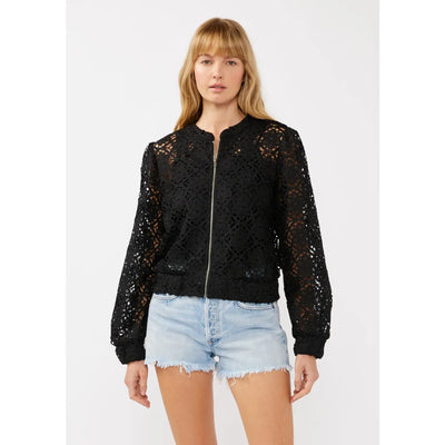 Floral Crochet Lace Bomber Jacket