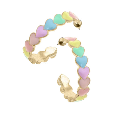 Valentine's Enamel Hearts Hoop Earrings