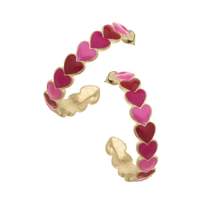 Valentine's Enamel Hearts Hoop Earrings