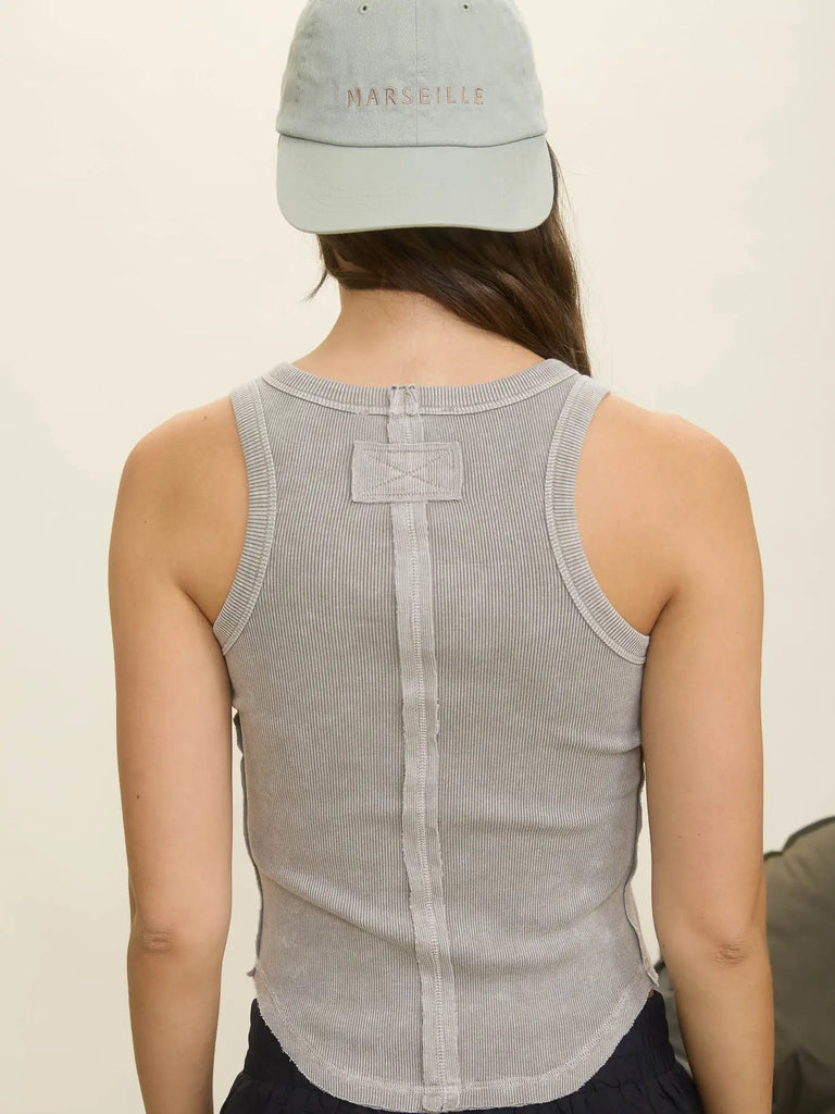 Washed Raw Edge Tank Top