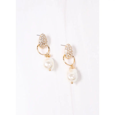 Ezra Cz and Pearl Drop Earring Gold