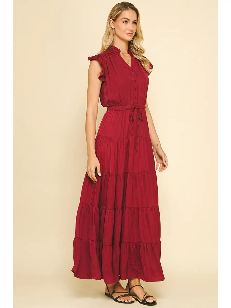 Gia Satin Tiered Dress