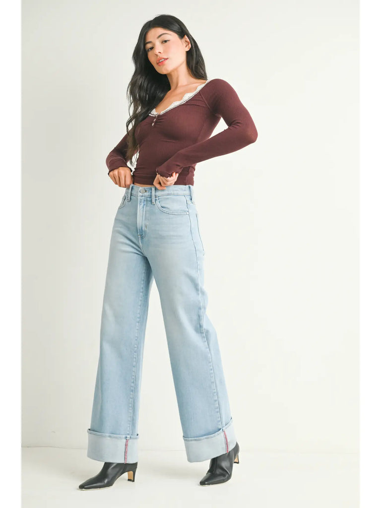 Cuffed Palazzo Jeans