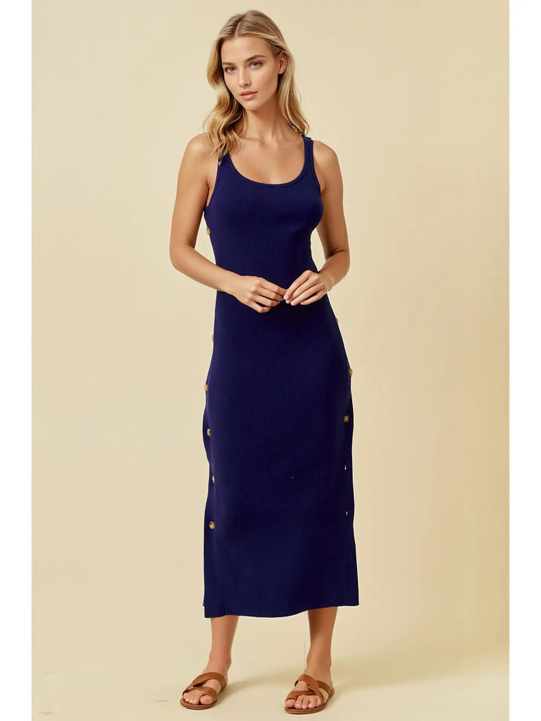 Asymmetrical Sweater Ribbed Tank Dress
