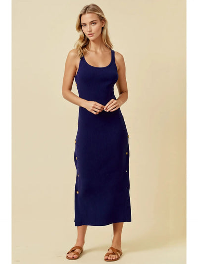 Asymmetrical Sweater Ribbed Tank Dress