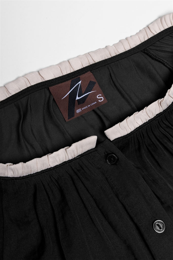 Abstract Applique Popover Blouse