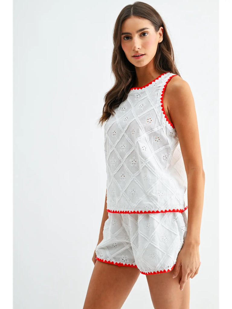Eyelet Embroidered Shorts Set