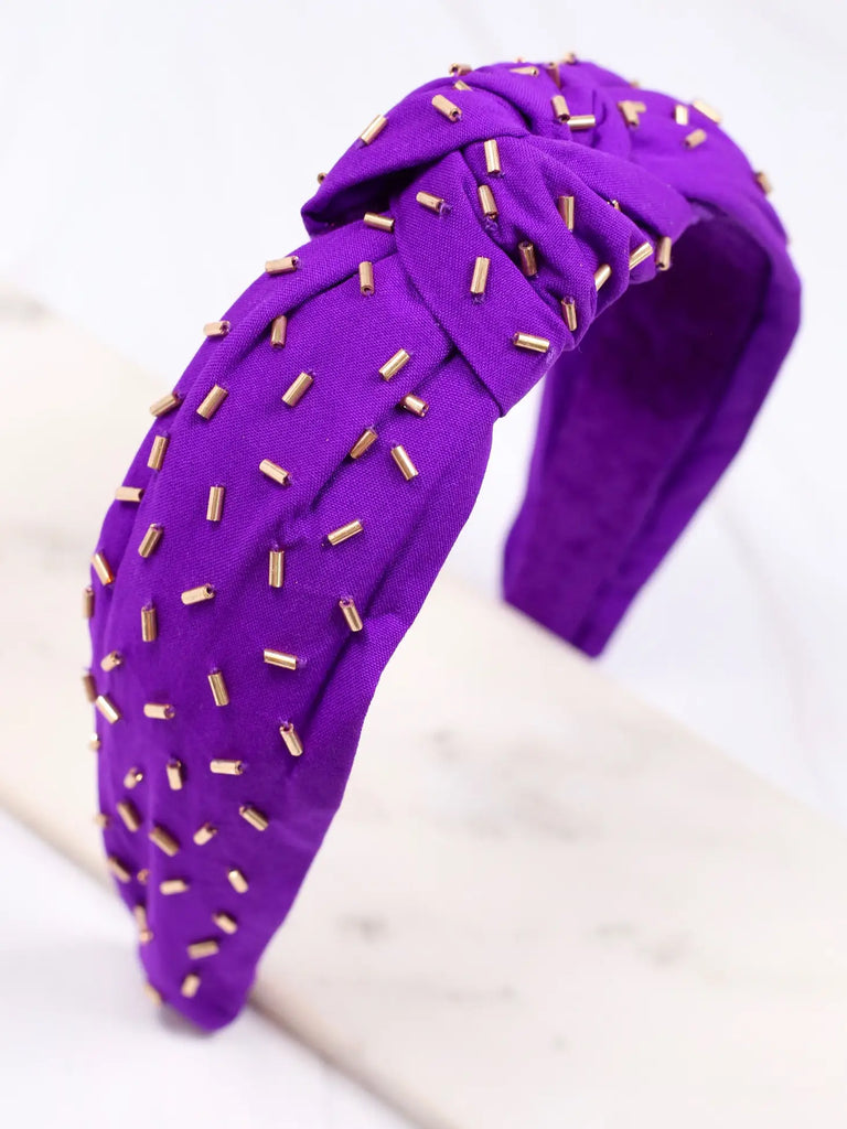 Randall Confetti Bead Headband Purple Gold