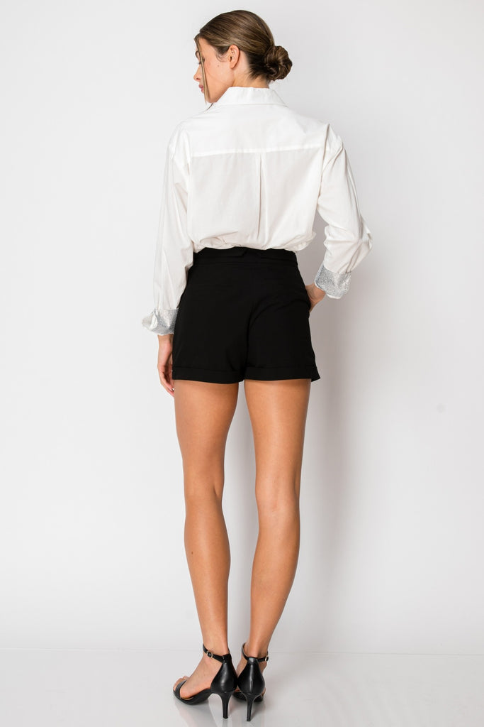 High Waist Flap Detail Short Pants