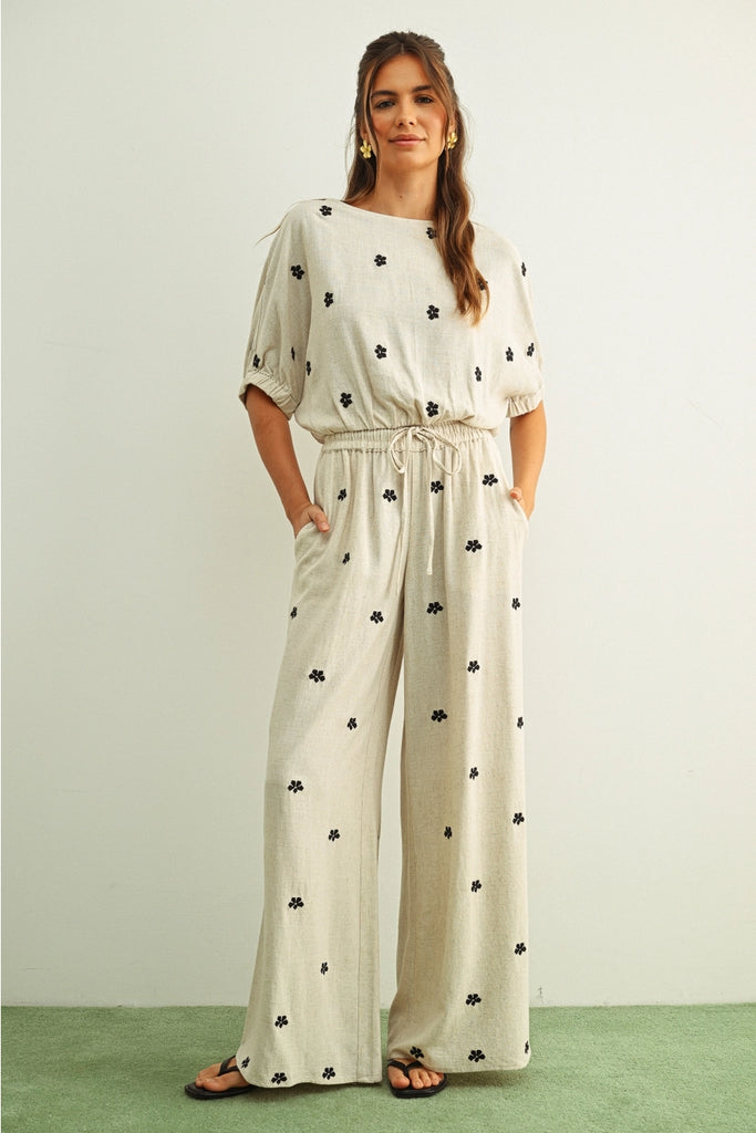Embroidered Linen Pants