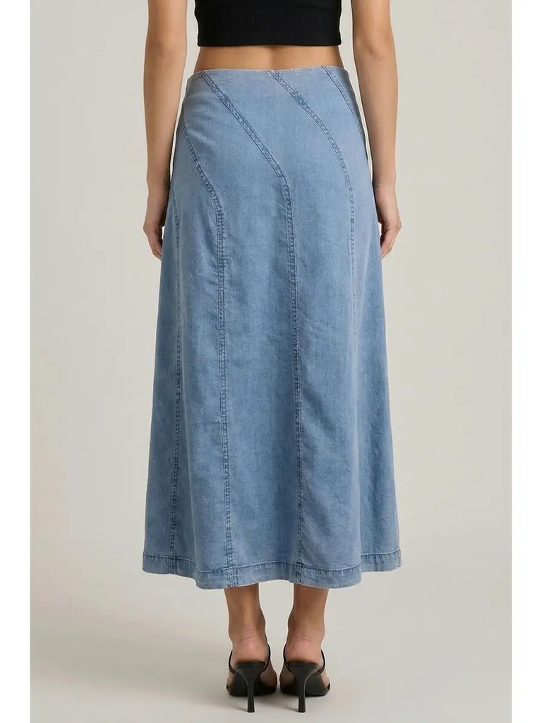 Diagonal Denim Skirt
