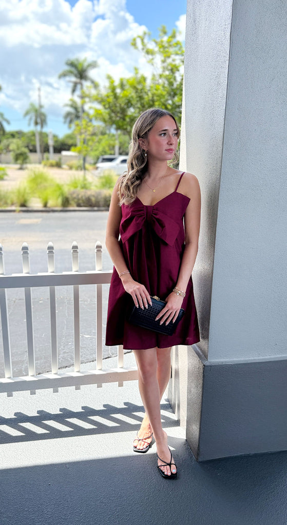 Poplin Mini Dress With A Big Bow Detail