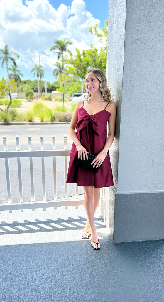 Poplin Mini Dress With A Big Bow Detail