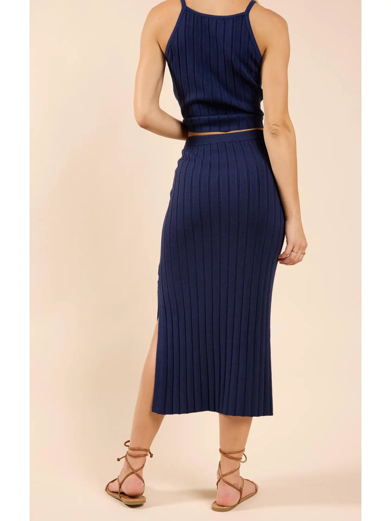 No Bad Days Ribbed Knit Midi Skirt