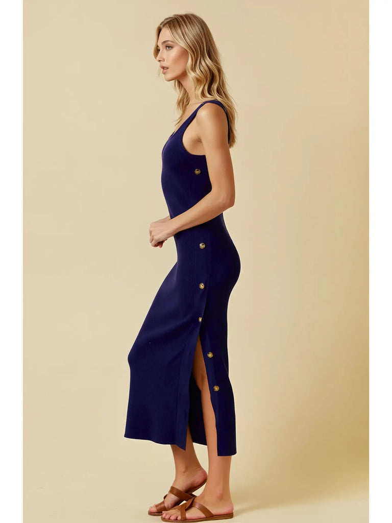 Asymmetrical Sweater Ribbed Tank Dress