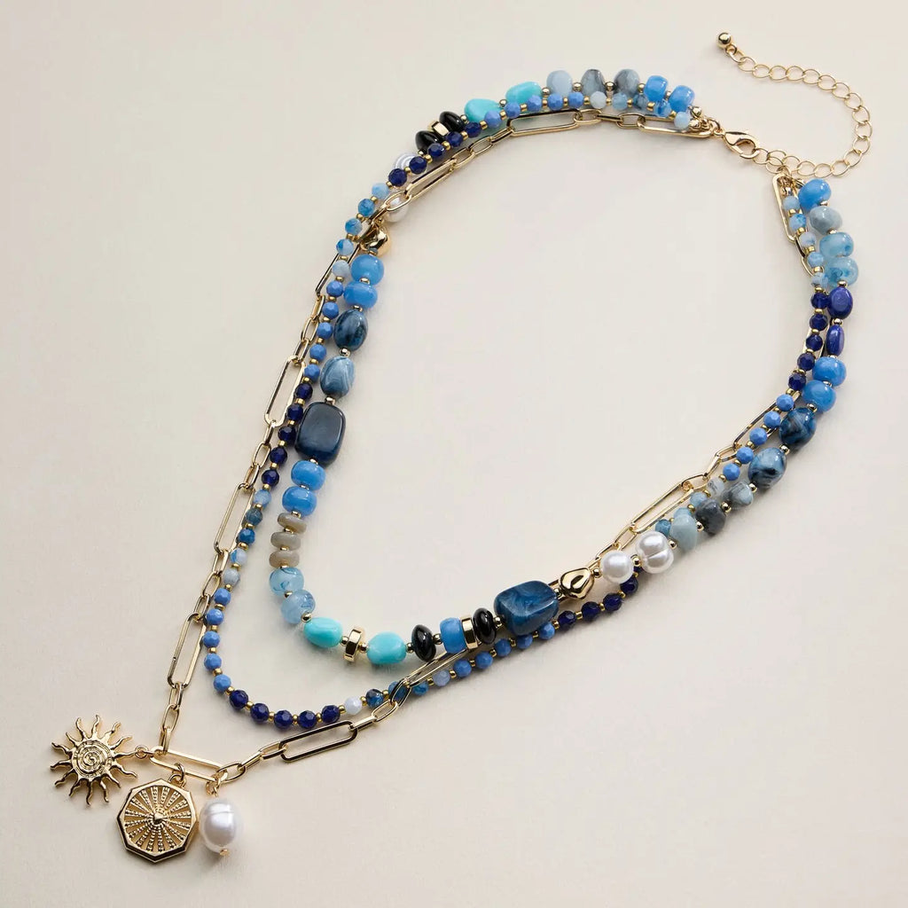 Layered Beaded and Chain Necklace