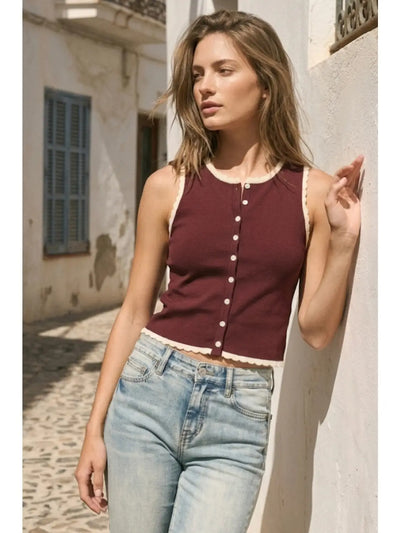 Scallop Trim Knit Top