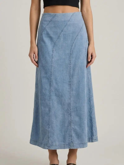 Diagonal Denim Skirt