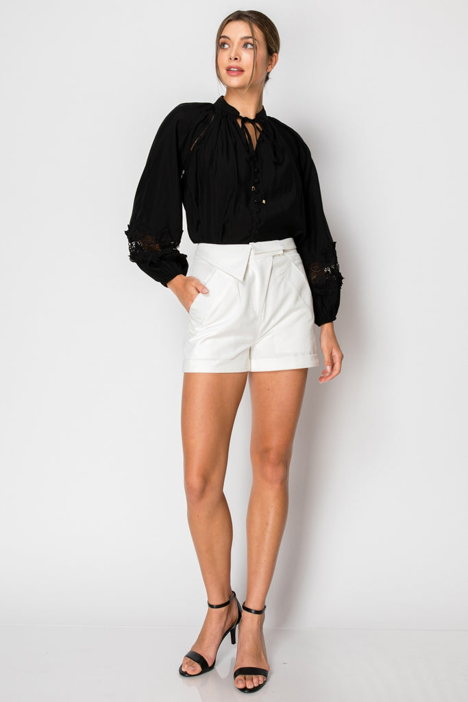 High Waist Flap Detail Short Pants