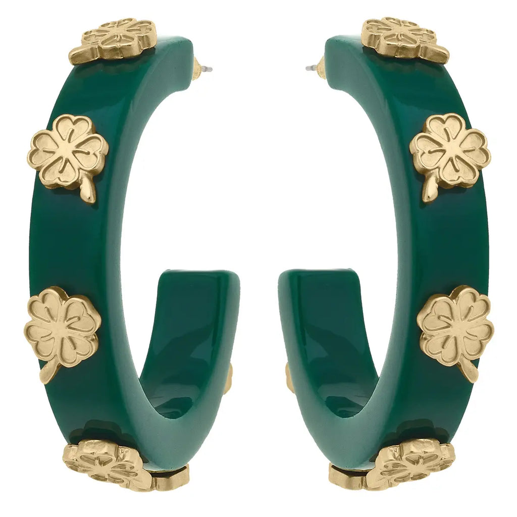 Shamrock Resin Hoop Earrings