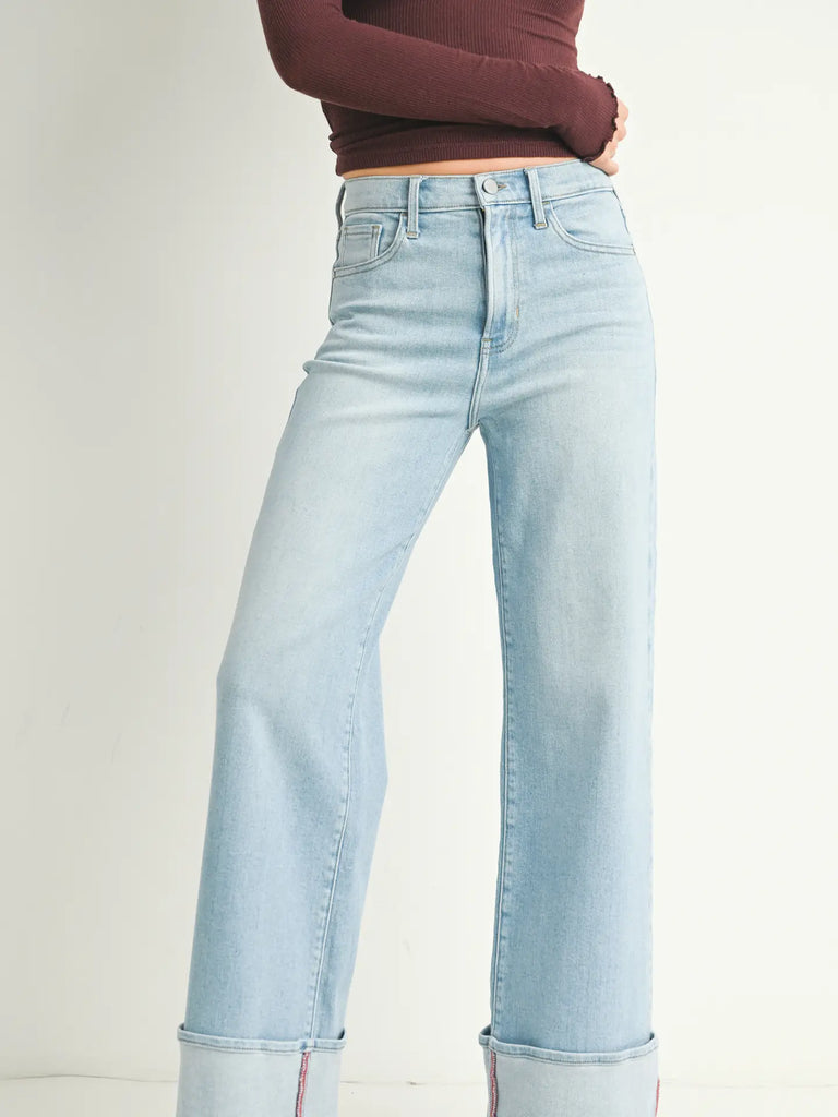 Cuffed Palazzo Jeans