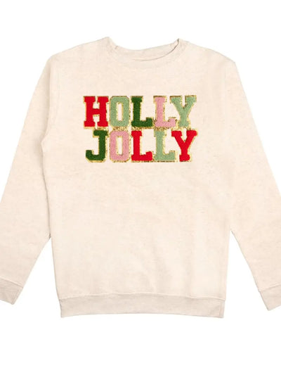 Holly Jolly Patch Christmas Adult Sweatshirt