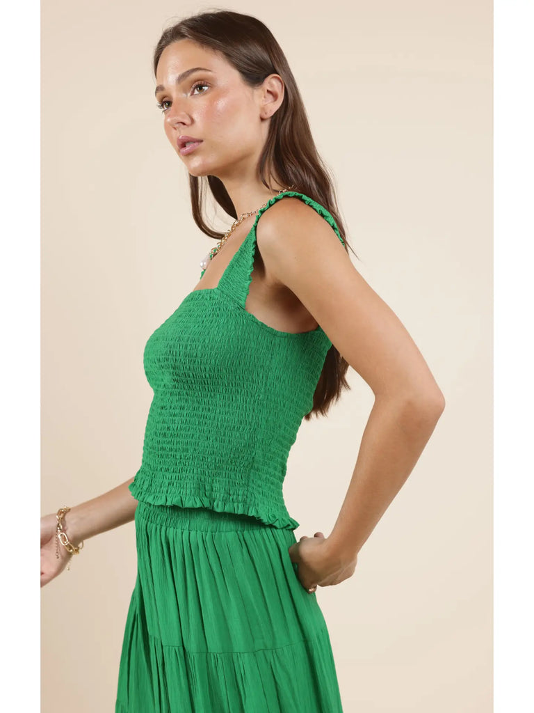 Socialize Square Neck Smocked Tank