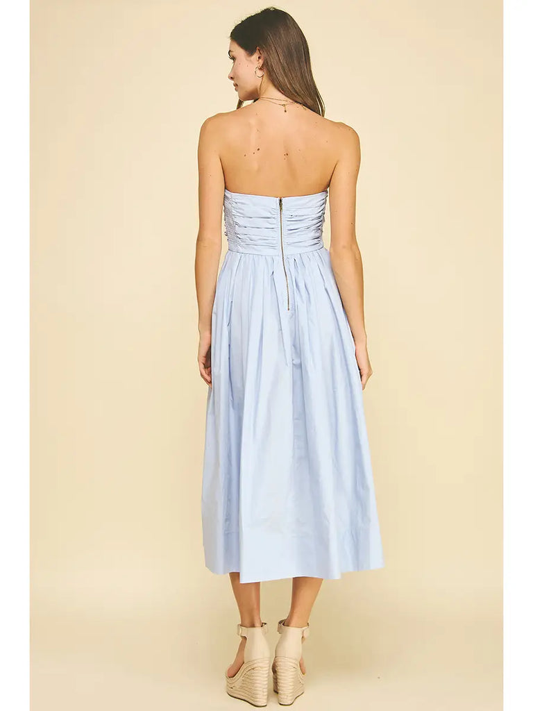 Cece Shirring Sleeveless Midi Dress