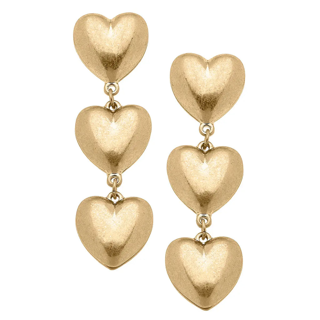 Gina Puffy Heart Linked Earrings