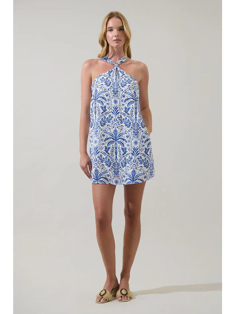 Romina Tropical Amory Halter Mini Dress