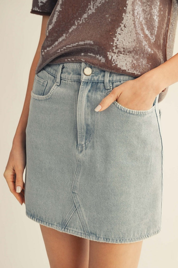 Casual Washed Denim Skirt