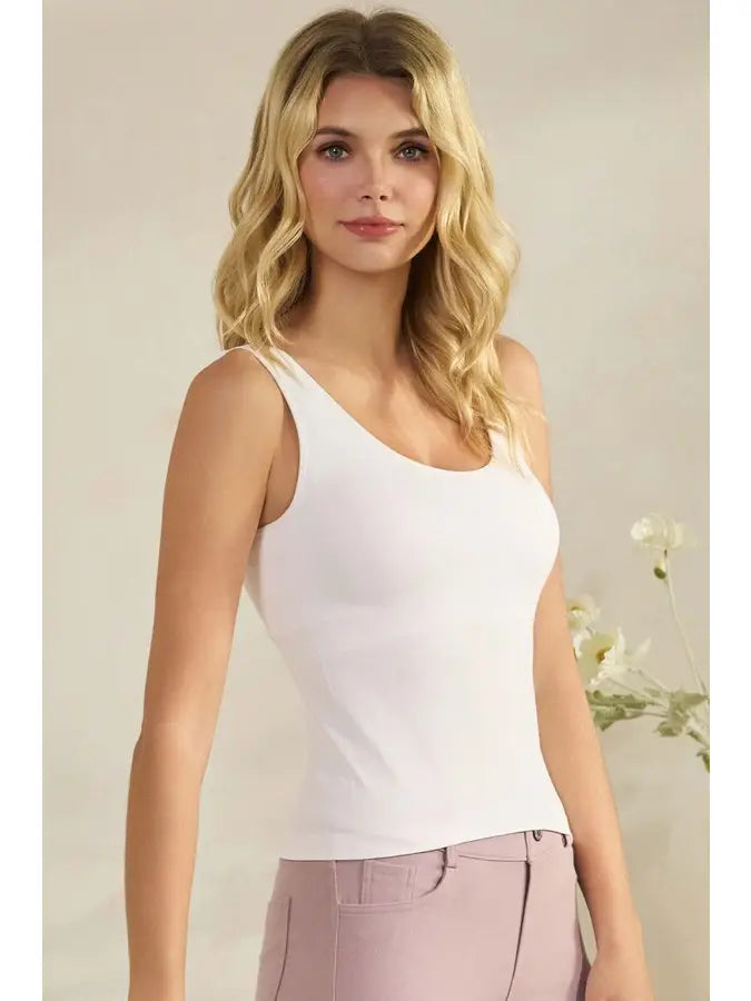 Women's Reversible Seamless Tank with Built-in Bra