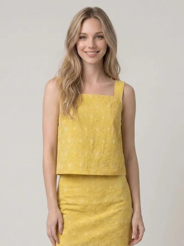 Marla Eyelet Twill Tank