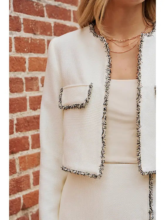 Mixed Fringe Tweed Jacket