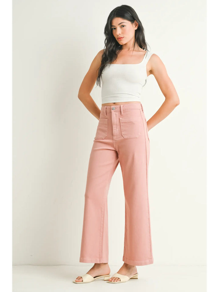 Patch Pocket Wide Leg in Dusty Coral