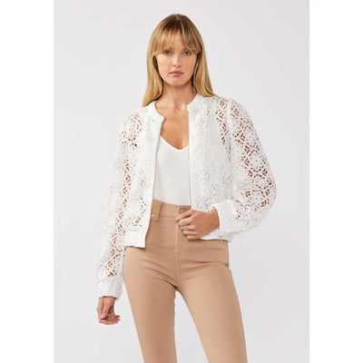 Floral Crochet Lace Bomber Jacket