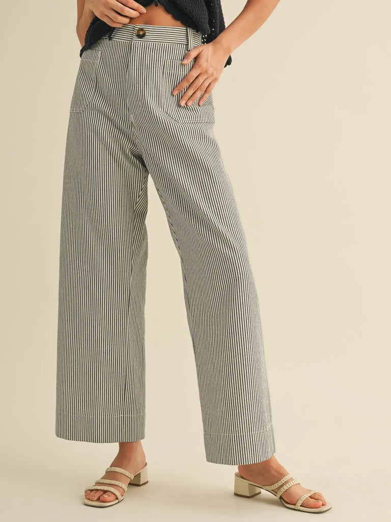 Striped High Waist Wide Leg Pants